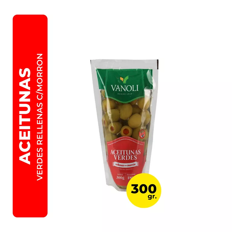 Aceitunas Rellena c/ morron VANOLI Doy pack x 300g